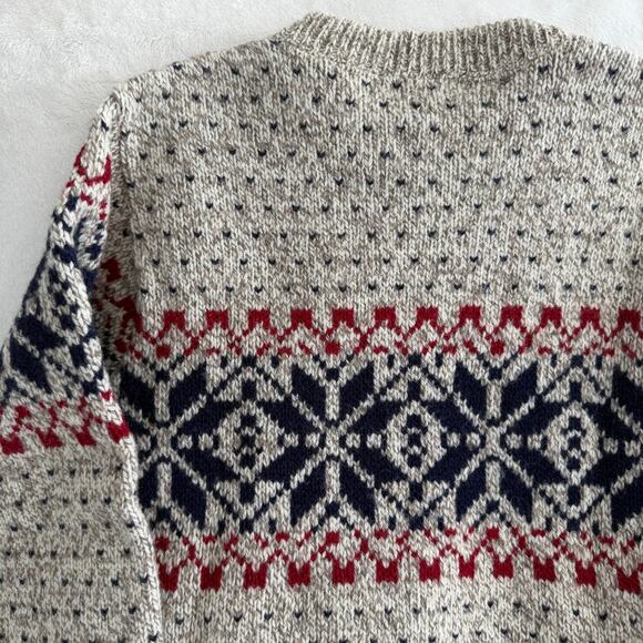 Vintage Lands End Sweater Men Small Fair Isle Wool Knit Nordic Ski Fisherman - Picture 6 of 8